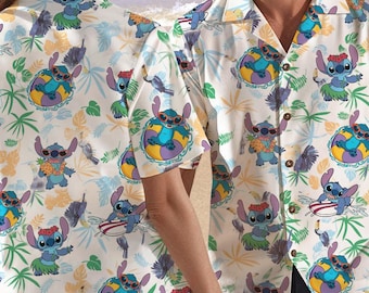 Disney Stitch Beach Summer Hawaiian Shirt, Stitch Hawaiian Shirt, Lilo and Stitch Button Shirt, Family Hawaii Shirt, Disneyland Hawaii Shirt