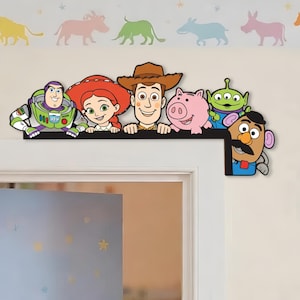 Letrero de madera para puerta de Disney Toy Story, Letrero de puerta de Disney Pixar, Decoración para el hogar Disney, Decoración para la habitación de los niños, Regalo para el hogar Disney, Letrero de Toy Story