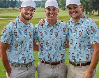 Personalized Face Photo Golf Polo Shir, Father's Day Gifts, Funny Polo Shirt for Golfer, Custom Face Photo Polo Shirt, Photo Golf Polo Shirt