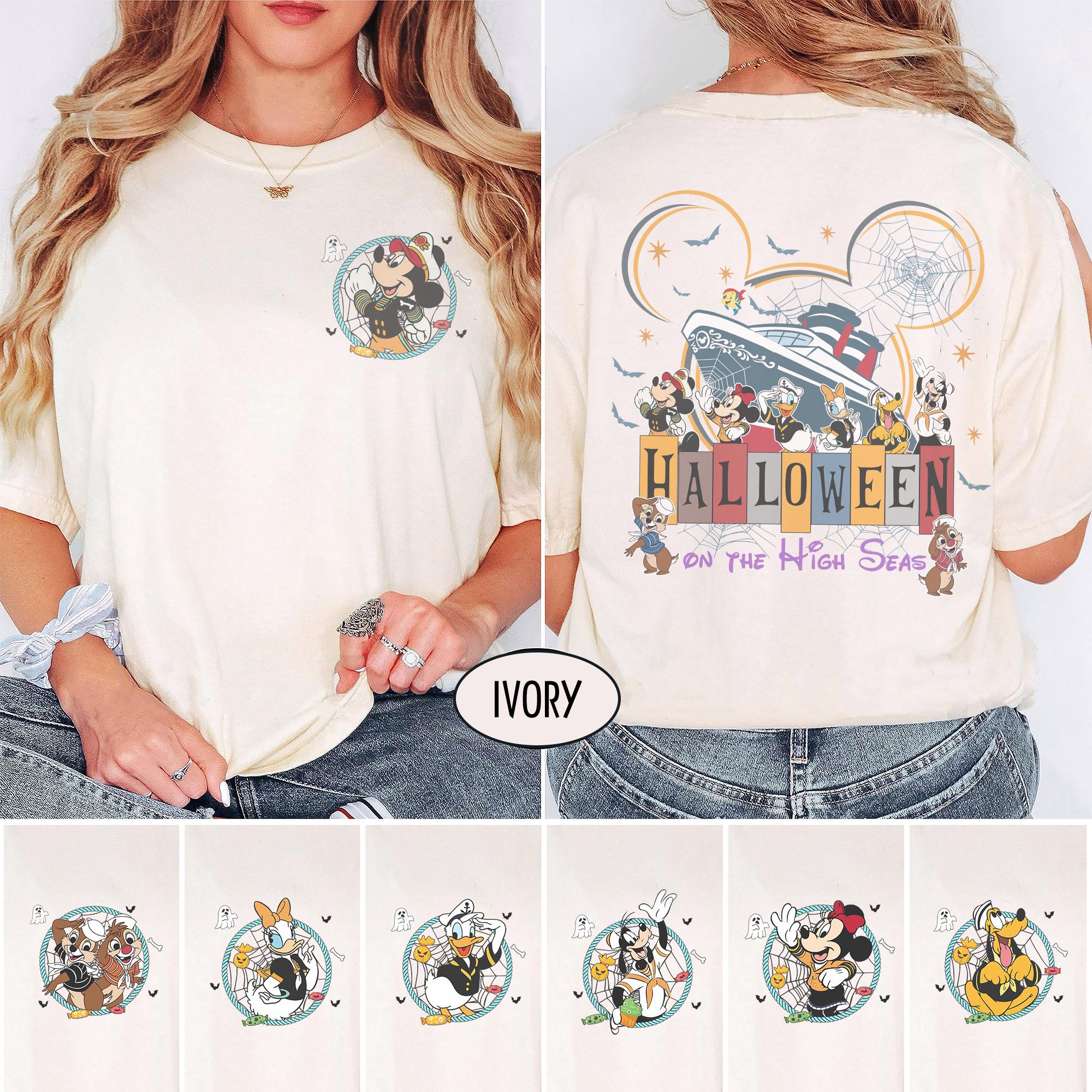 Vintage Disney Cruise Line Halloween On The High Seas 2025 Shirt, Mickey And Friends Halloween Shirt, Disney Halloween Cruise Line Shirt