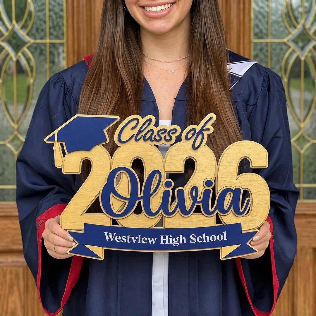 Personalized Graduation Sign 2026, Custom Wooden Name Sign, Class of ...