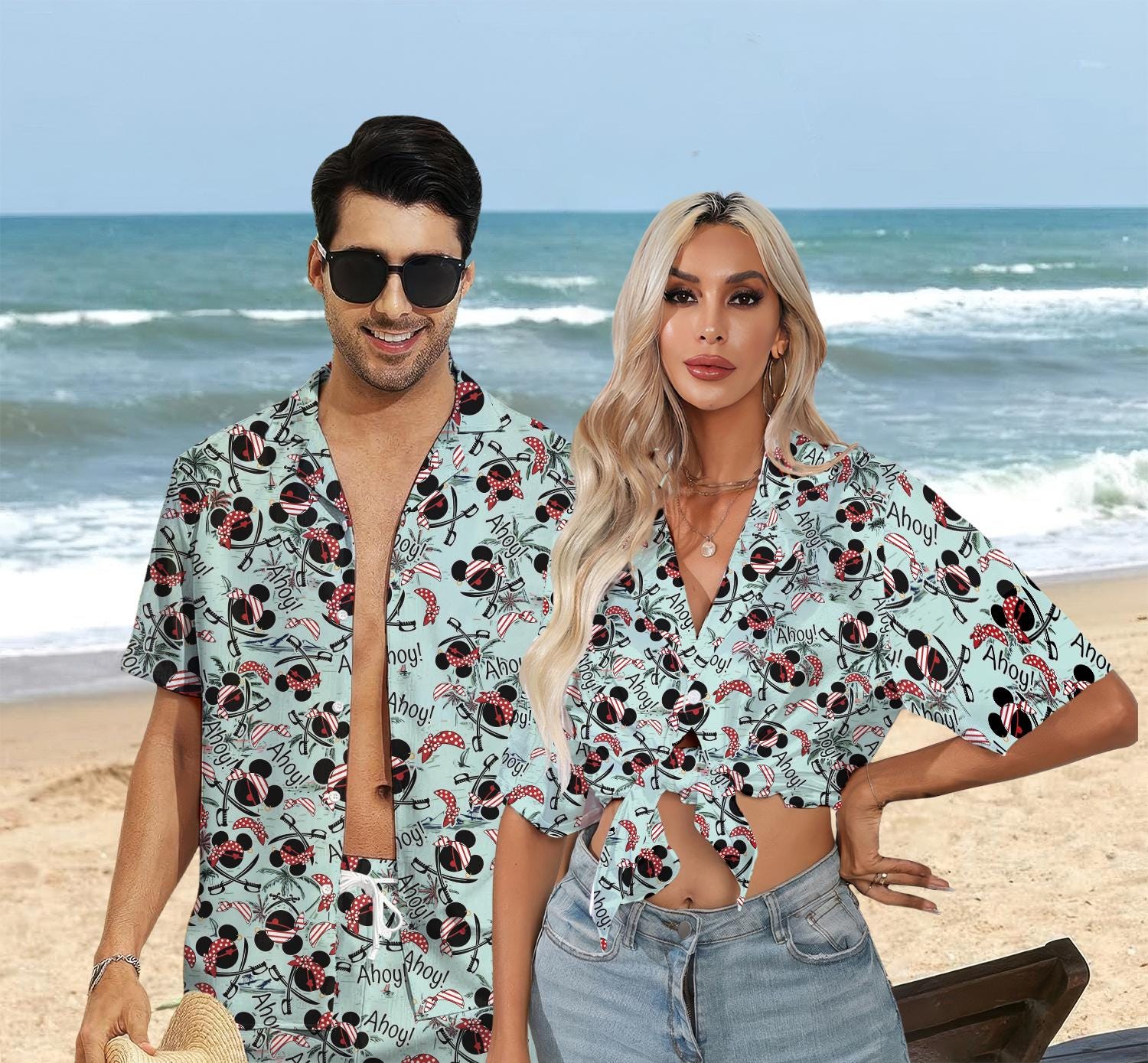 Discover Mickeyy mouse Cruise Pirate Hawaiian Shirt, Pirates Caribbean Mickeyy mouse Ahoy Hawaiian