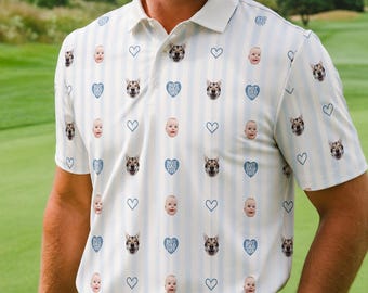 Personalized Kid Face Photo Golf Polo Shirt, Custom Face Photo Polo Shirt for Golfer, Best Dad Ever Polo Shirt, Golf Shirt, Fathers Day Gift