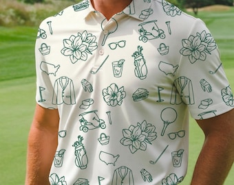Op Augusta groen patroon geïnspireerd door masters geïnspireerd golfpoloshirt, vaderdagcadeaus, golfoutfit heren, golfpoloshirt zomer, poloshirt korte mouw