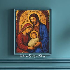 Holy Family Cross Stitch Pattern | Sacred Religious Embroidery | Digital PDF Download