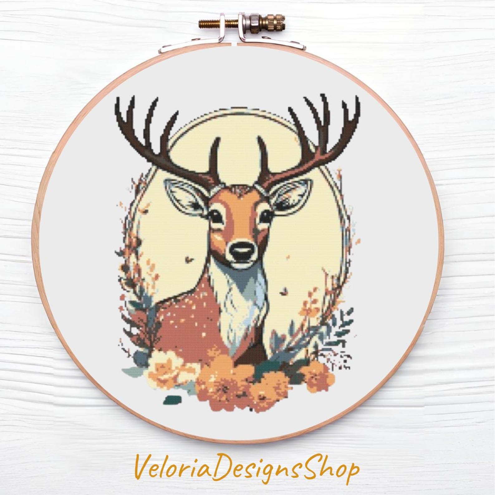 Majestic Stag Cross Stitch Pattern PDF | Deer Embroidery Digital ...