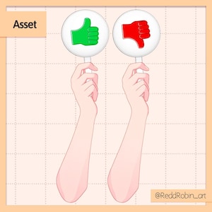 May include: Two hands holding up signs with thumbs up and thumbs down symbols. The thumbs up sign is green and the thumbs down sign is red.