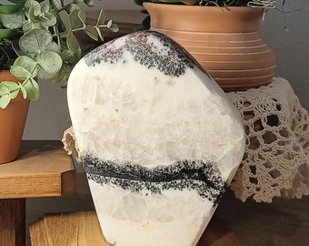 Natural, White Lace calcite, crystal, calcite, gemstone, carving, freeform, standing freeform, paper weight, sculpture, stone, gem art,