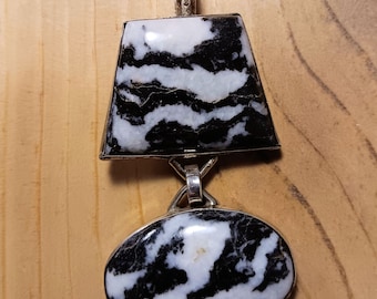 Utah, Zebra marble, pendant, natural, gemstone, handmade, double cab, large, cabochon, necklace, sterling silver, gemstone pendant,