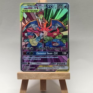 Charizard, Blastoise & Venusaur Kanto Tag Team - Carte personnalisée Holo Pokemon faite à la main