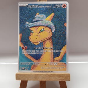 Glurak / Charizard Van Gogh Grey felt hat Art - non Holo Pokemon Custom Card