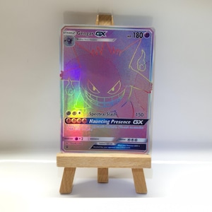 Carte Pokémon personnalisée Gengar GX Rainbow Art - Fait main en Holo