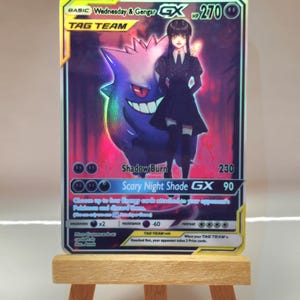 Miércoles & Gengar Tag Team GX - Hecho a mano en Holo - Tarjeta personalizada Pokemon
