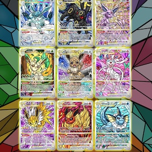 Conjunto completo de cartas de Eevee / Eevee y Eeveelution: cartas personalizadas de Pokémon no holográficas