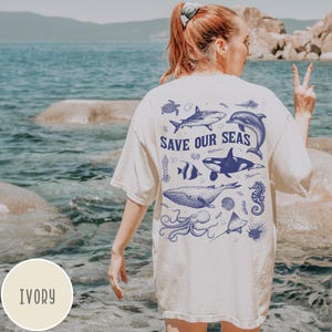 Save Our Seas Comfort Colors® T-Shirt, Ocean Life, Beach Oversized Hoodie, Aesthetic Sweatshirt, Summer Vibes Hoodie, Tumblr Sweat, Respect