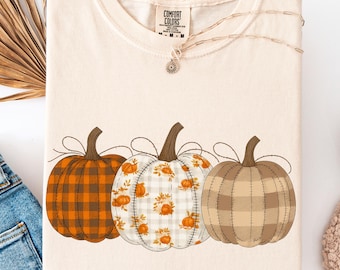 Comfort Colors® Fall Pumpkin Shirt, Autumn Fall Shirt, Thanksgiving Shirt, Patchwork Pumpkin Tee, Fall Harvest Shirt, Pumpkin Patch Shirt