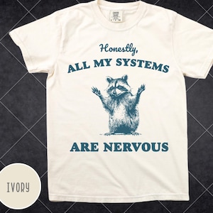 Honestly All of My Systems Are Nervous Shirt, Anxiety Tshirt, Funny Tshirt, Raccoon Shirt, Mental Health Shirt, Vintage Retro Graphic Shirt