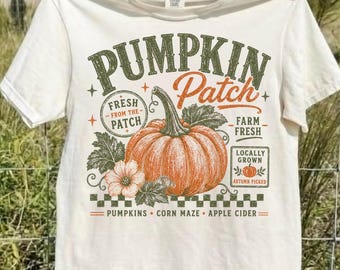 Koszula Retro Pumpkin Patch Comfort Colors®, koszulka w stylu vintage na jesień i żniwa, koszulka z krótkim rękawem, jesienna, znoszona, na Święto Dziękczynienia, przytulna koszula na festiwal jesienny