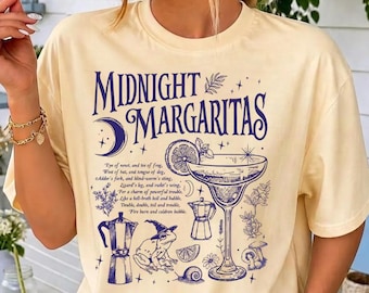 Koszulka Retro Midnight Margaritas, Koszulka Margarita Halloween, Koszulka Tequila dla Dziewczynek, Prezent na Upiorny Sezon, Koszulka Comfort Colors®