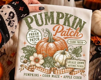 Koszula Retro Pumpkin Patch Comfort Colors®, koszulka w stylu vintage na jesień i żniwa, koszulka z krótkim rękawem, jesienna, znoszona, na Święto Dziękczynienia, przytulna koszula na festiwal jesienny
