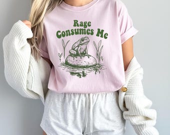 Rage Consumes Me Frog Shirt,Frog Pond T-Shirt,Meme Frog Sweatshirt, Nature Lover Gift, Funny Frog Retro Tee, Humorous Frog Style Hoodie z205
