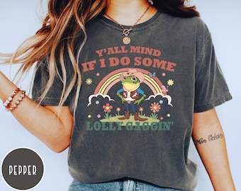 Ça vous dérange si je fais un peu de lollygagging, vêtements rétro pour femmes, chemise graphique grenouille rigolote, t-shirt grenouille drôle mignon, t-shirt amateurs de grenouilles