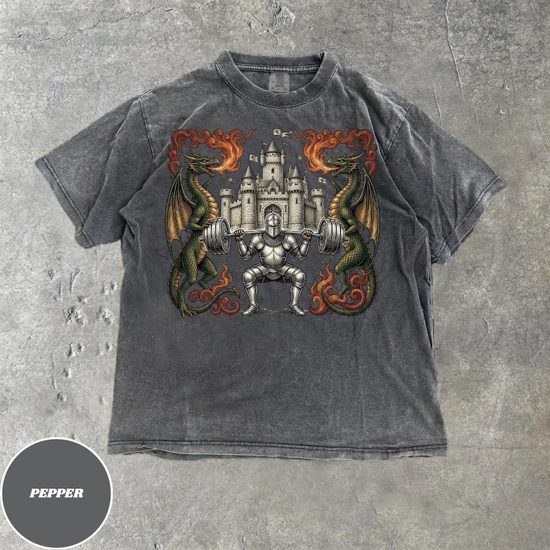 Dost Thou Even Hoist Medieval Gym Retro T-Shirt| Medieval Crest Graphic Tee, Comfort Colors Shirt image 4
