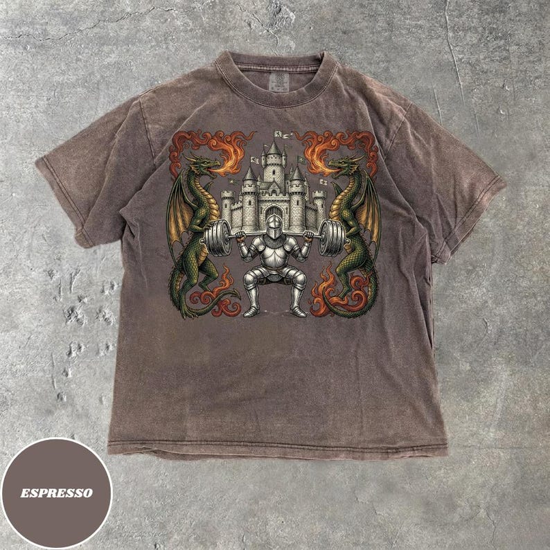 Dost Thou Even Hoist Medieval Gym Retro T-Shirt| Medieval Crest Graphic Tee, Comfort Colors Shirt image 2