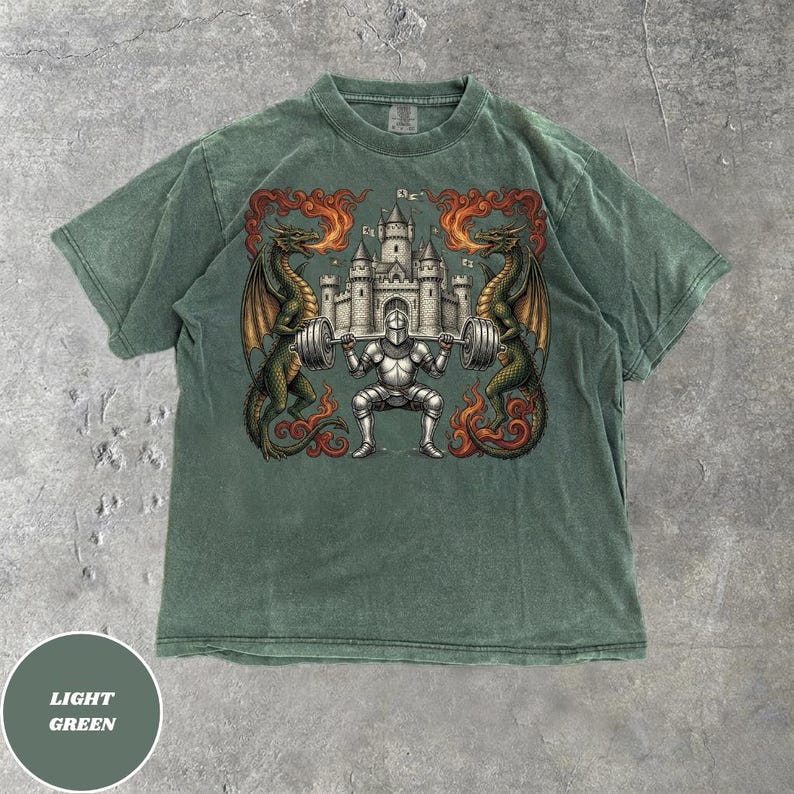 Dost Thou Even Hoist Medieval Gym Retro T-Shirt| Medieval Crest Graphic Tee, Comfort Colors Shirt image 5