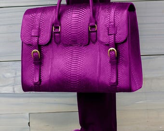 Exotic Dragon Python Leather Weekender Bag – Customizable Travel Duffel, Luxury Overnight Carry On Luggage