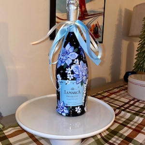Hand Painted Wine Bottle with Crystals