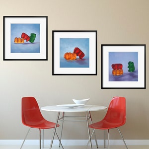 Gummy Bear Art Set of 3 Prints from oil painting Sex positive polyamory kinky art for honeymoon gifts or bachelorette party image 6