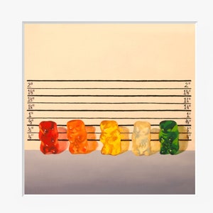 Gummy Bear Line Up Art Print from oil painting lawyer gift law enforcement and fans of movie parody and The Usual Suspects. image 1