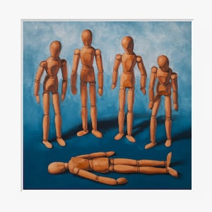 Mannequin Creepy Cute Art Print from oil painting - Dark humor manikin art doll makes great strange birthday gift