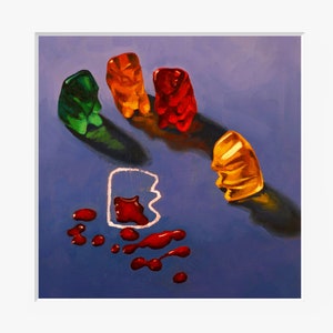 Gummy Bear CSI Crime Scene Art Print from oil painting cute bear art for law enforcement or lawyer gift image 1