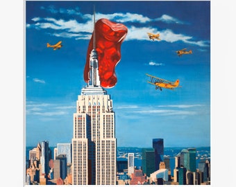 Gummy Bear King Kong Art Print from oil painting - funny birthday gift for lovers of classic monsters and New York City