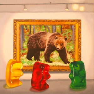 Gummy Bear Museum Art Print from oil painting artist bear painting is a funny art professor or art student gift image 3