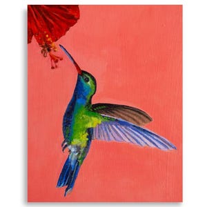 Hummingbird - art print from original oil painting - Gift for bird watchers, birders and bird lovers. Gift for nature lovers. Cute bird art