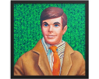 Vintage Guy Doll Framed Art Print from oil painting - Ready to hang retro man doll artwork hipster home decor art birthday gift for him