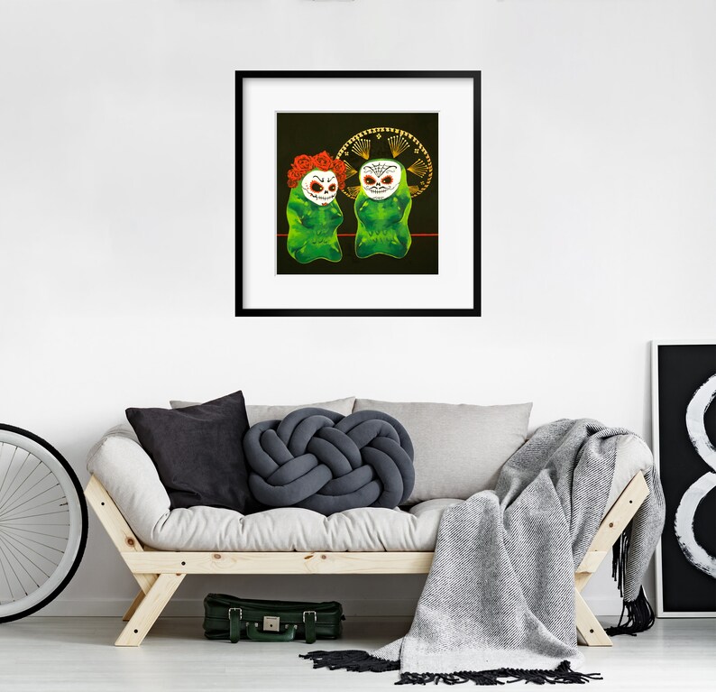 Gummy Bear Day Of The Dead art print from oil painting Dia de los Muertos creepy cute Mexican art print with sugar skull design image 7