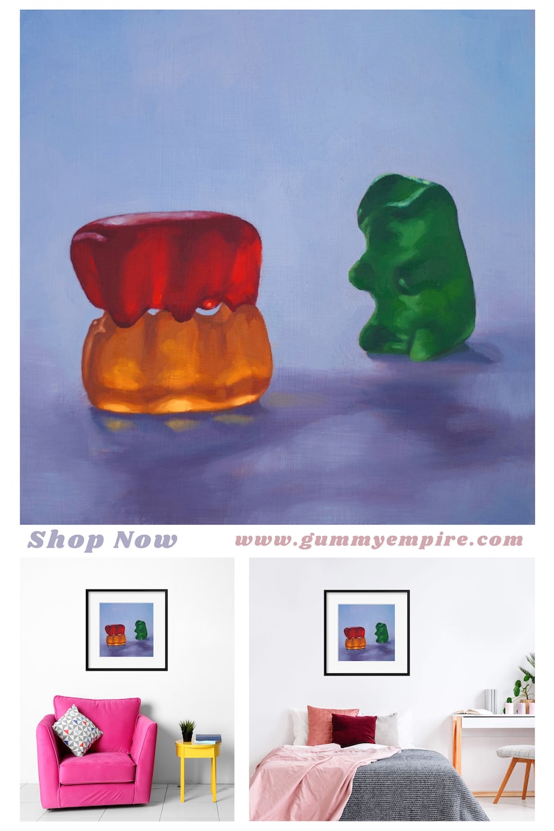 Gummy Bear Voyeur Art Print from oil painting threesome swinger erotic painting for bachelorette party LOL image 2