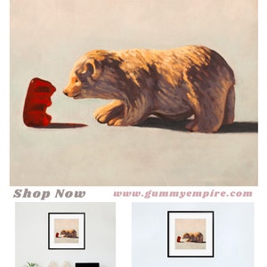 Gummy Bear Art print from oil painting Cute bear art for best friend birthday gift and baby shower image 2