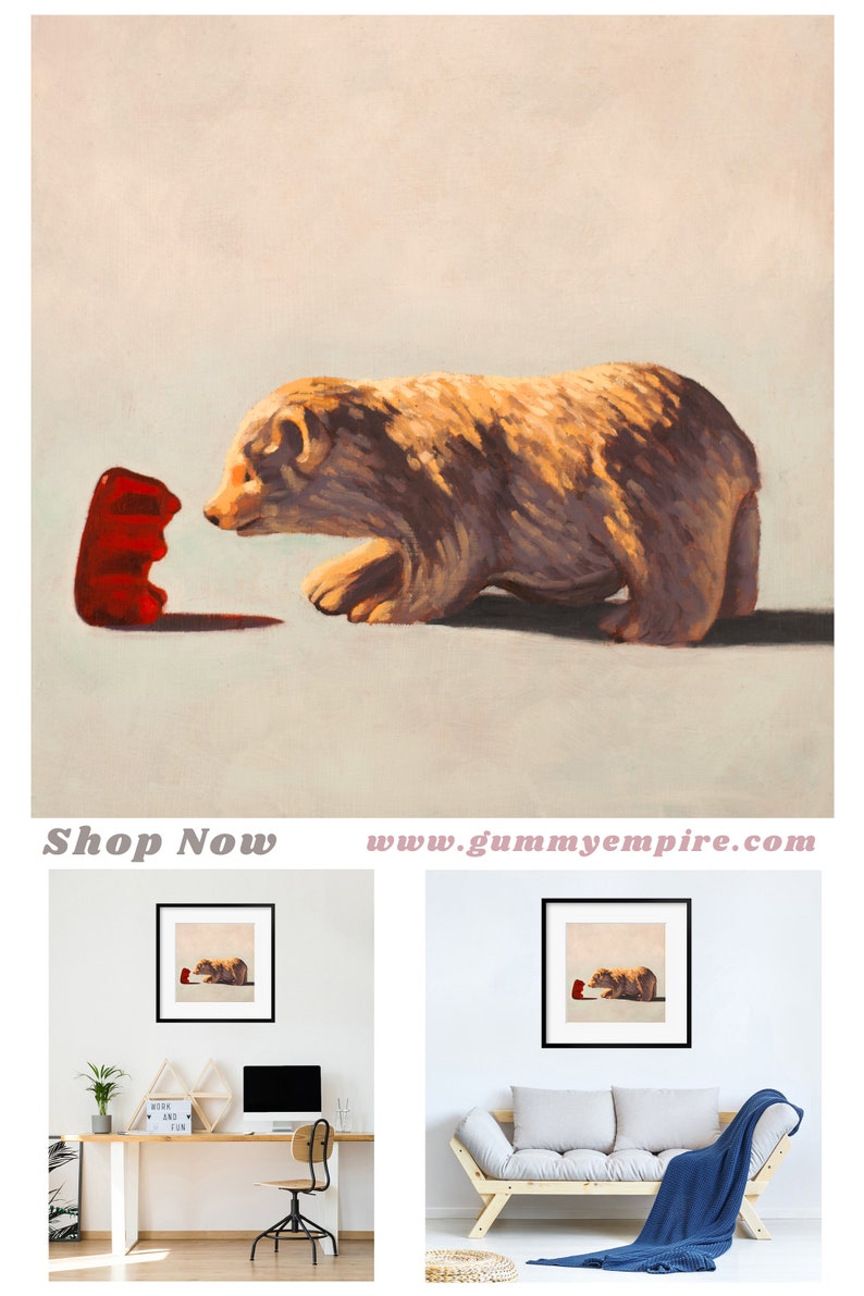 Gummy Bear Art print from oil painting Cute bear art for best friend birthday gift and baby shower image 2