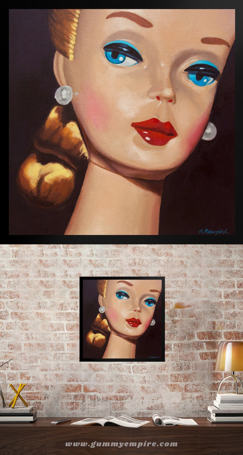 Barbie Framed Art Print Vintage Blonde from oil painting Etsy