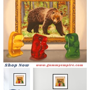 Gummy Bear Museum Art Print from oil painting artist bear painting is a funny art professor or art student gift image 2