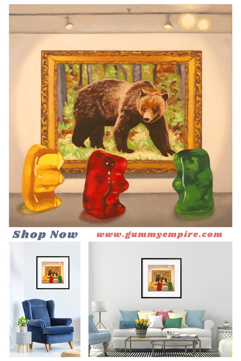 Gummy Bear Museum Art Print from oil painting artist bear painting is a funny art professor or art student gift image 2