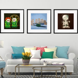 Gummy Bear Art Creepy Cute Set of 3 Prints from oil painting 3 piece wall art dark humor gift for doctor day of the dead or funny goth image 9