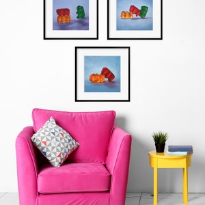 Gummy Bear Art Set of 3 Prints from oil painting Sex positive polyamory kinky art for honeymoon gifts or bachelorette party image 4