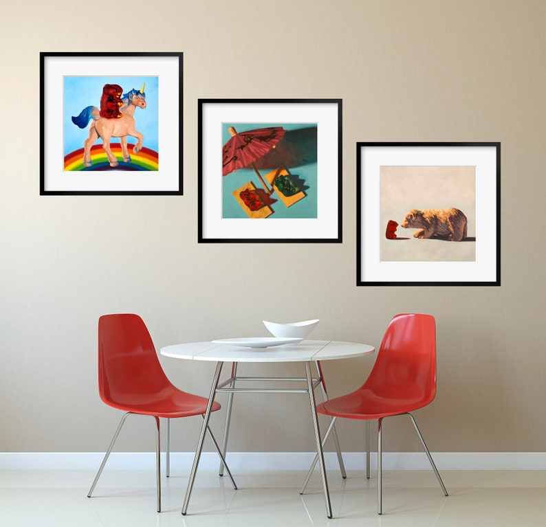 Gummy Bear Art Set of 3 Prints from oil paintings 3 piece wall art makes great baby gift or for my little pony brony image 10