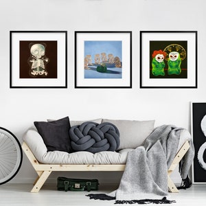 Gummy Bear Art Creepy Cute Set of 3 Prints from oil painting 3 piece wall art dark humor gift for doctor day of the dead or funny goth image 7